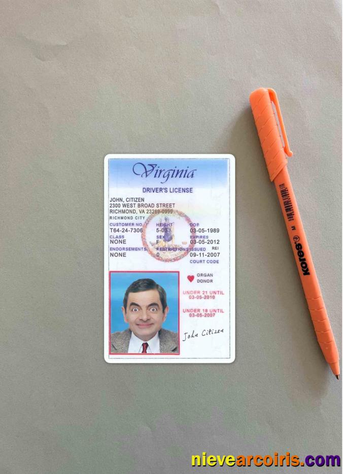 USA Virginia Driving License Under 21 Photolook FRONT Preview