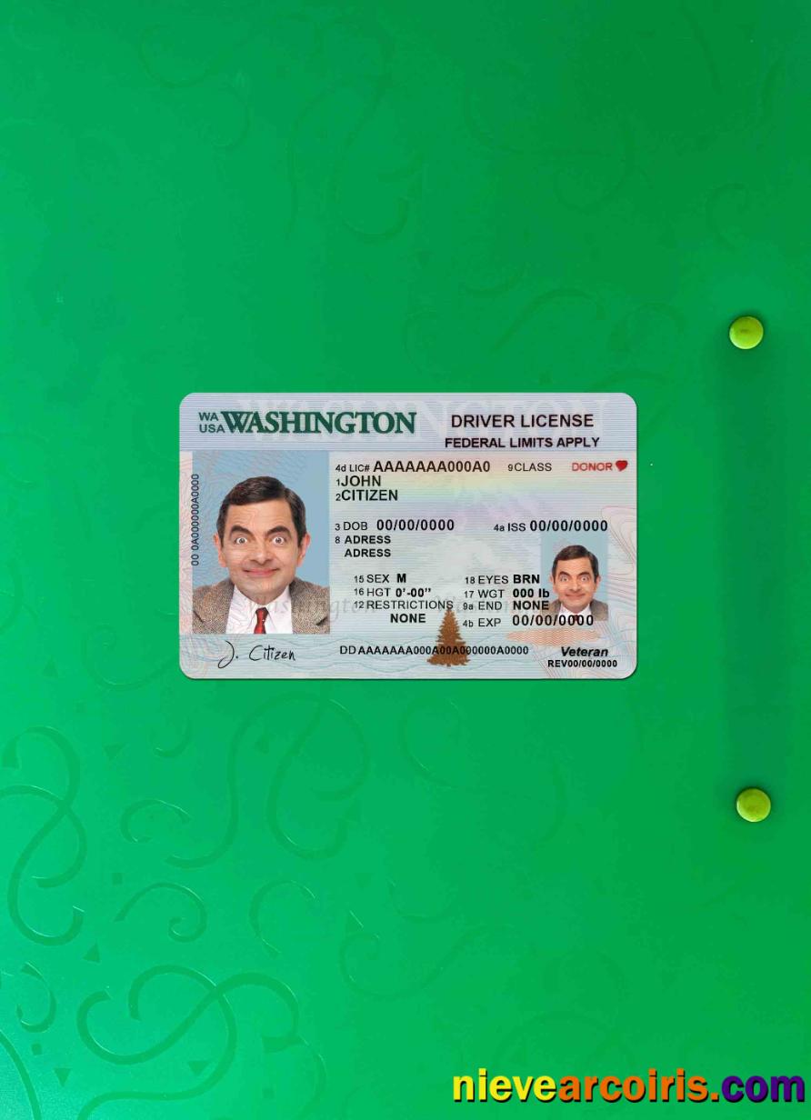 Editable USA Washington Driving License Template In PSD Format (2018 – Present) Photolook FRONT