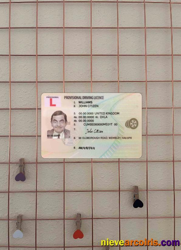 United Kingdom Provisional Driving License Photolook FRONT Template