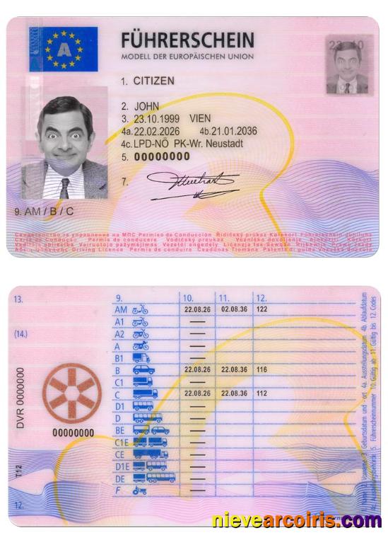 AUSTRIA Driving License 2013 Present Sample