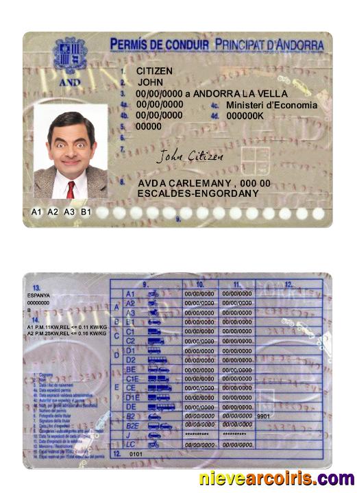 Andorra Driving License Preview