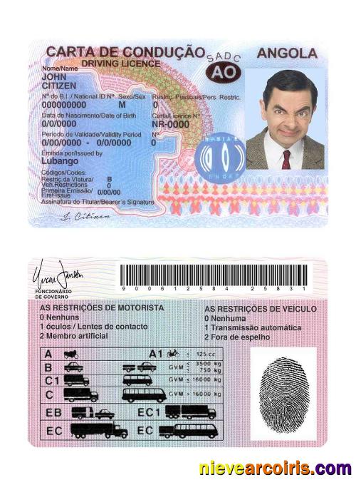 Angola Driving License Template