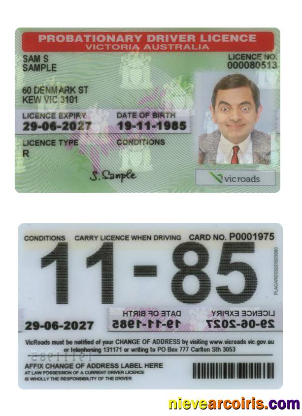 Australia Victoria State Probationary Driving License Photolook