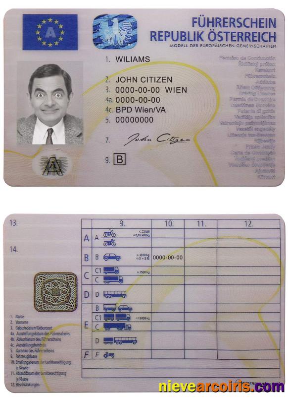 Austria Driving License Template