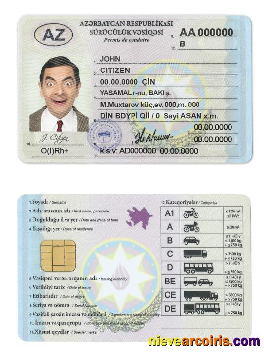 Professional Azerbaijan Driving License Template In PSD Format,fully Editable,with All Fonts(2013present)