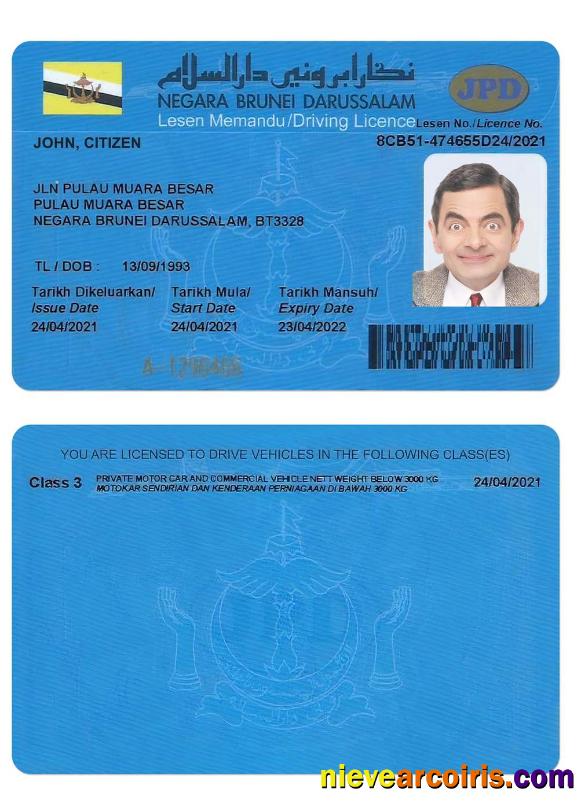 BRUNEI Driving License Template