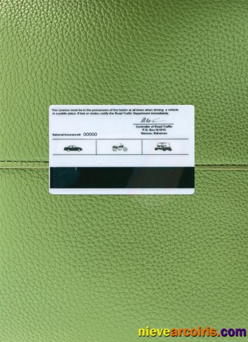 Bahamas Driving License Photolook Back Photolook