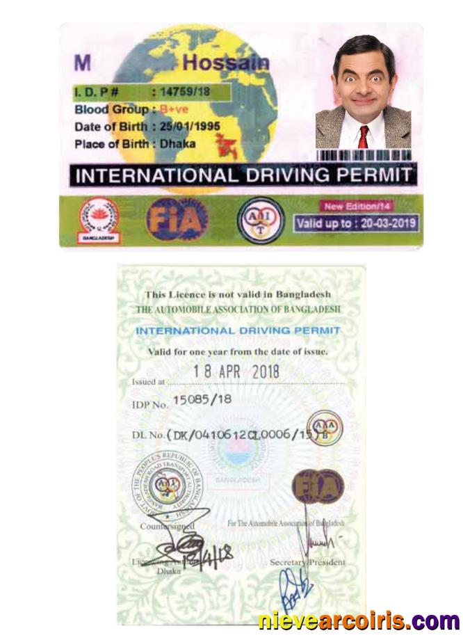 Bangladesh International Driving Permit Sample