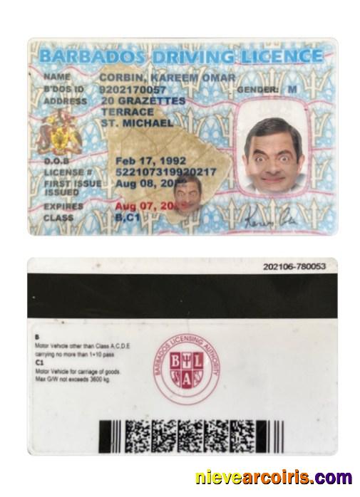 Barbados Driving License Photolook