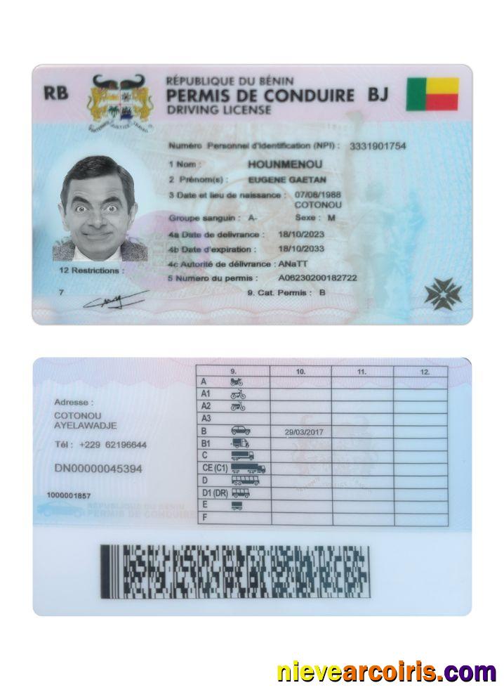 Benin Driving License Preview
