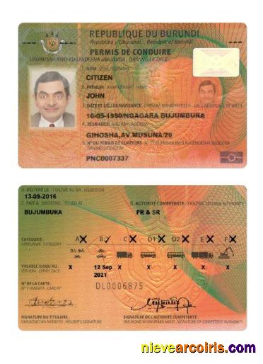 Burundi Driving License Sample
