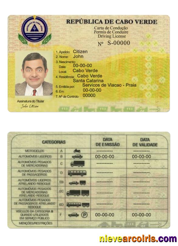 Cabo Verde Driving License Template
