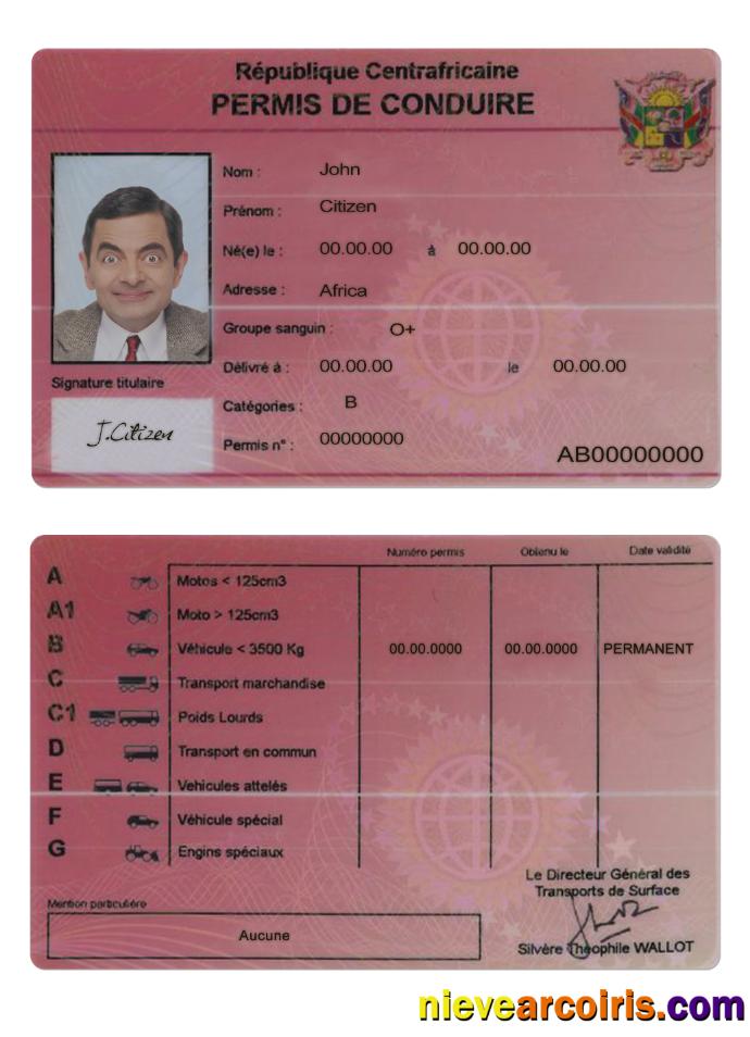 Central African Driving License Photolook