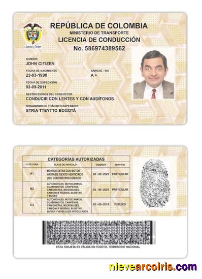 Colombia Driving License Version 2 Template