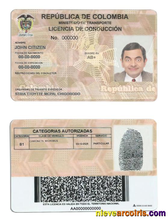 Colombia Driving License Preview