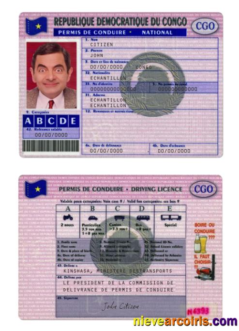 Congo Driving License Version 3 Sample