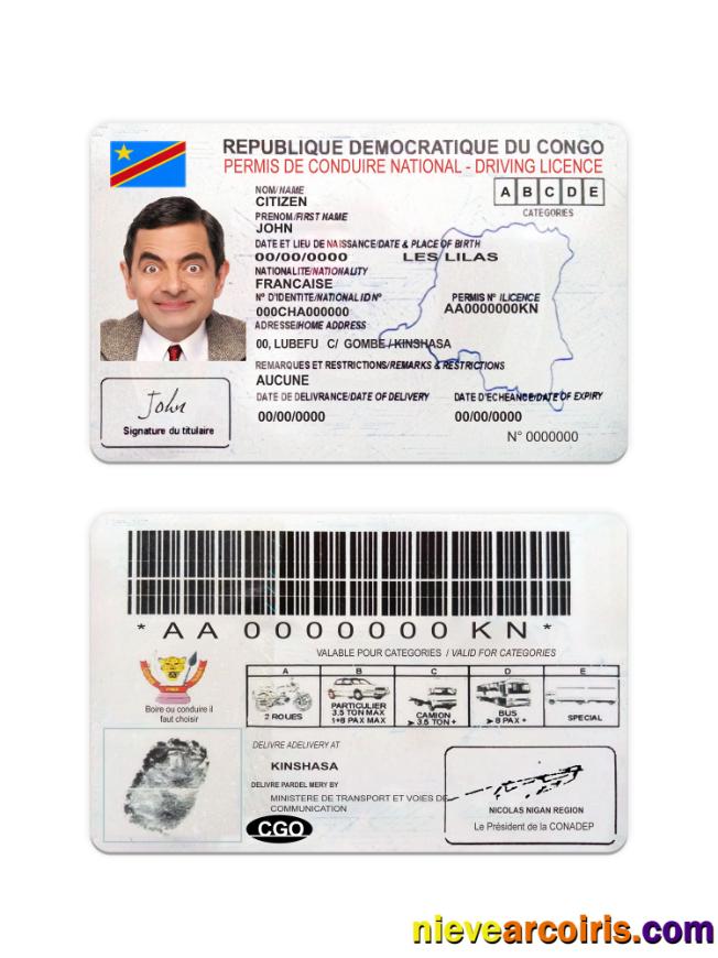 Congo National Driving License Template