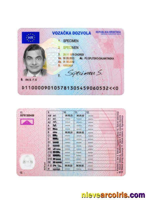 Croatia Driving License 2022 Prsesent Preview