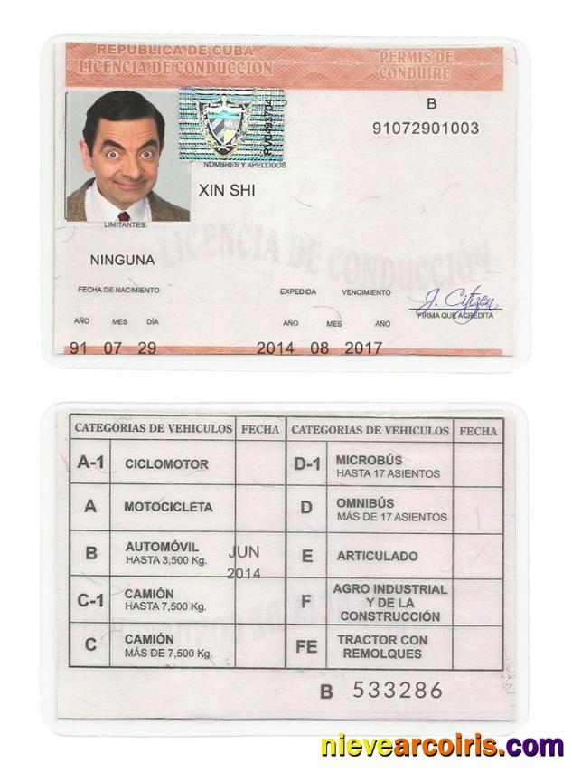 Cuba Driving License Sample
