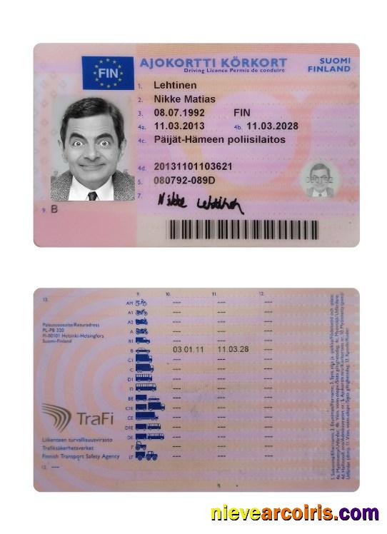 Finland Driving License 2013 Present Sample