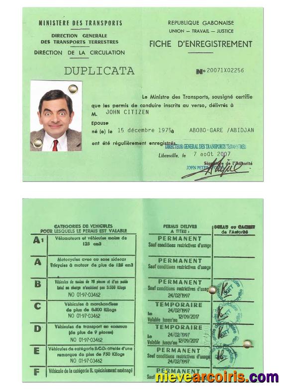 GABON Driving License Template