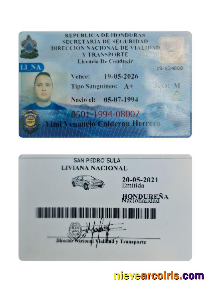 Honduras Driving License Preview