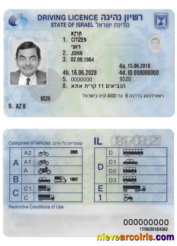 ISRAEL Driving License Sample