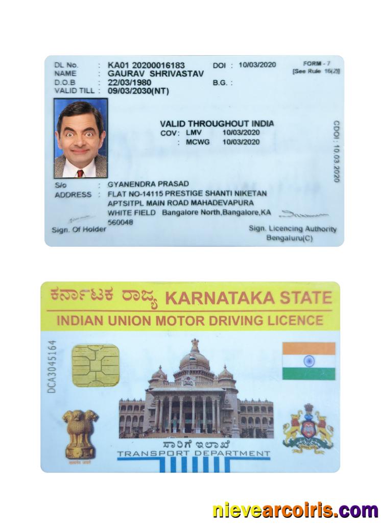 India Karnataka State Motor Driving License Photolook