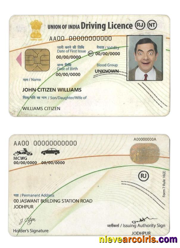 India Driving License Template