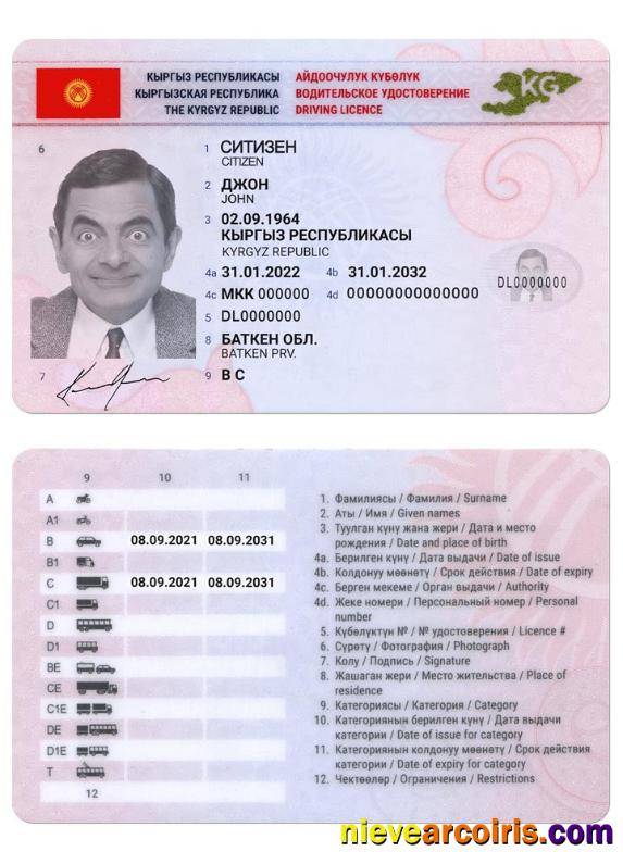 KYRGYZSTAN Driving License 2019 Present Preview