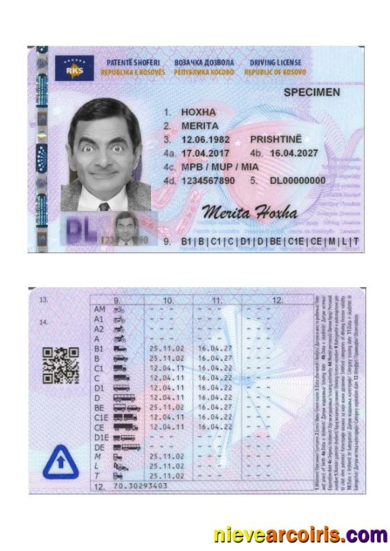 Kosovo Driving License 2017 Present Photolook