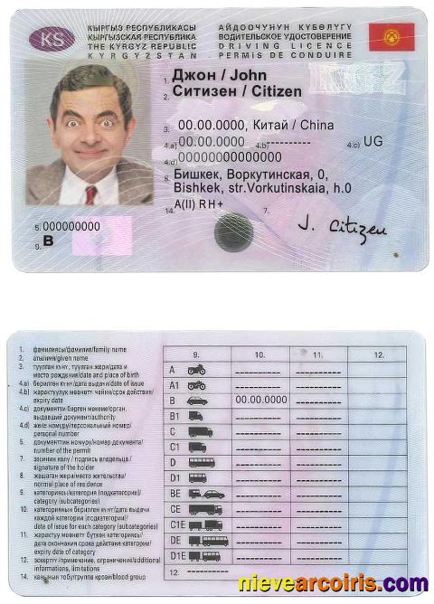 Kyrgyzstan Driving License Template