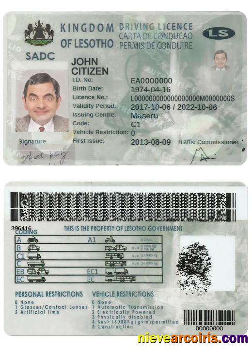 LESOTHO Driving License Preview