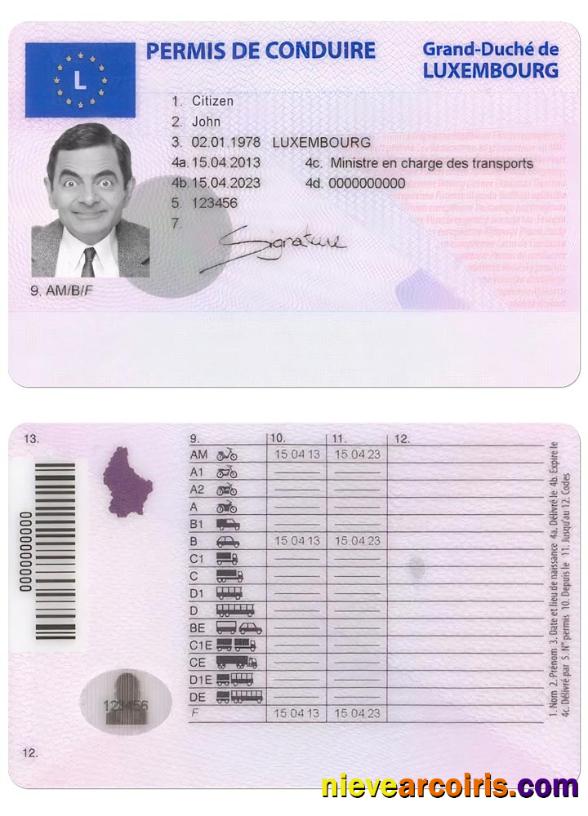 LUXEMBOURG Driving License Template