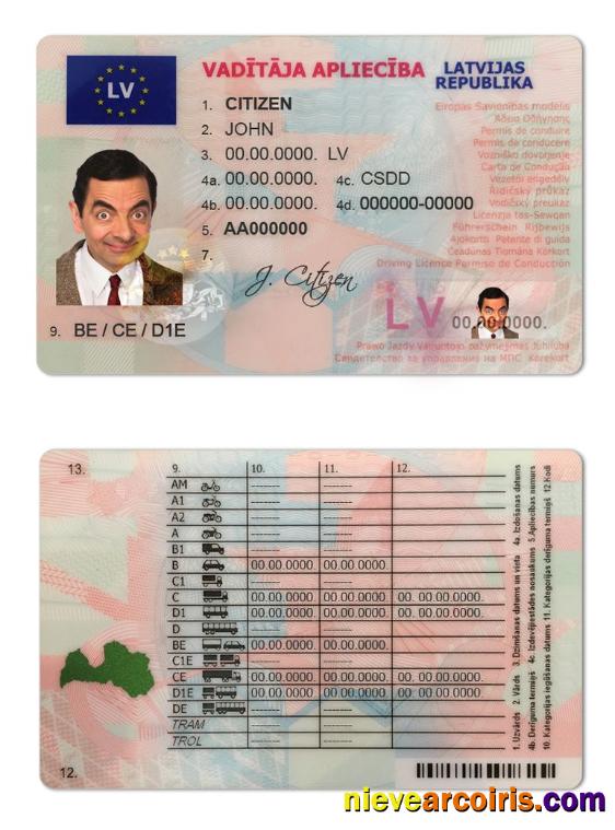 Latvia Driving License Preview