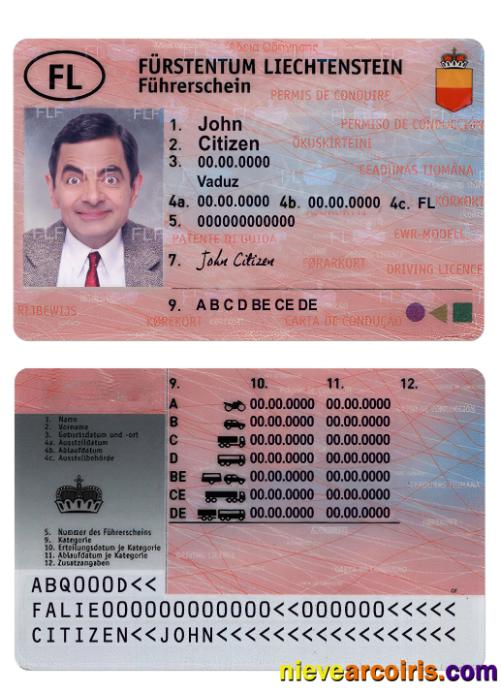 Liechtenstein Driving License Preview