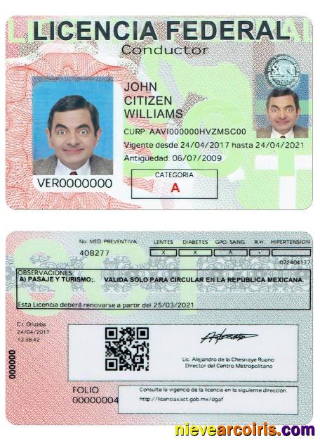 MEXICO Driving License Template