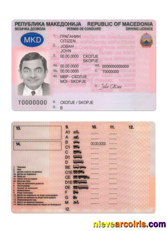 Macedonia Driving License Photolook