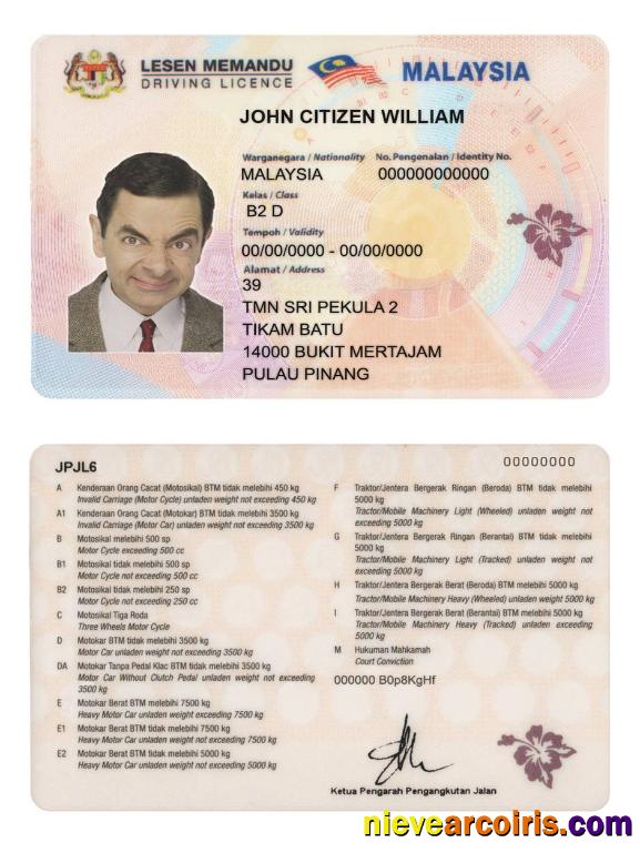 Malaysia Driving License Template