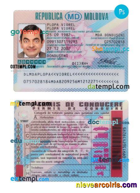 Moldova Driving License Sample