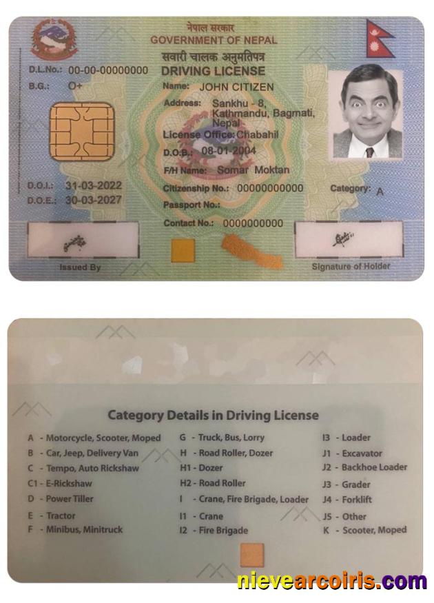 NEPAL Driving License Version 2 Photolook