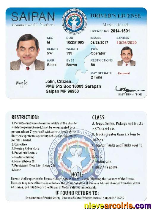 NORTHERN MARIANA ISLANDS Saipan Driving License Photolook