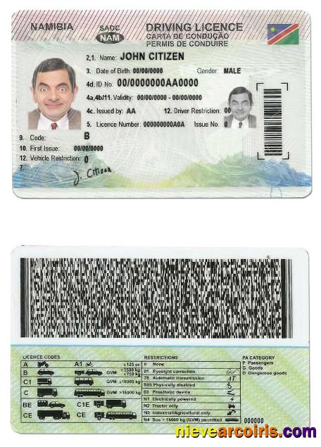 Namibia Driving License Template