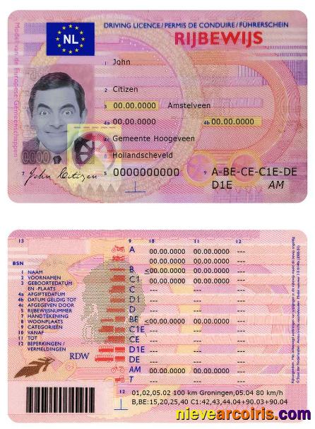 Netherlands Driving License Sample