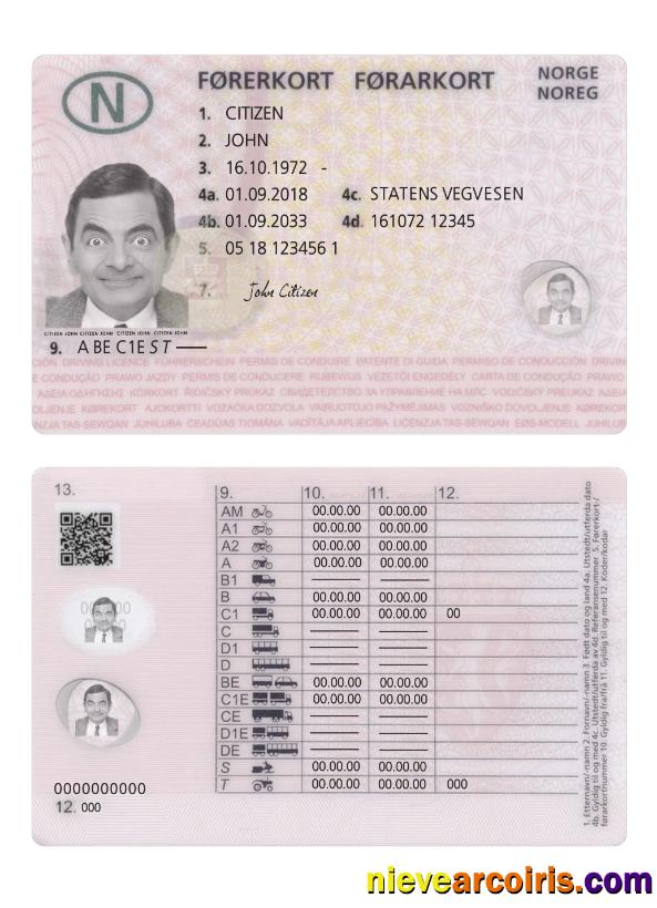 Norway Driving License 2018 Present Photolook