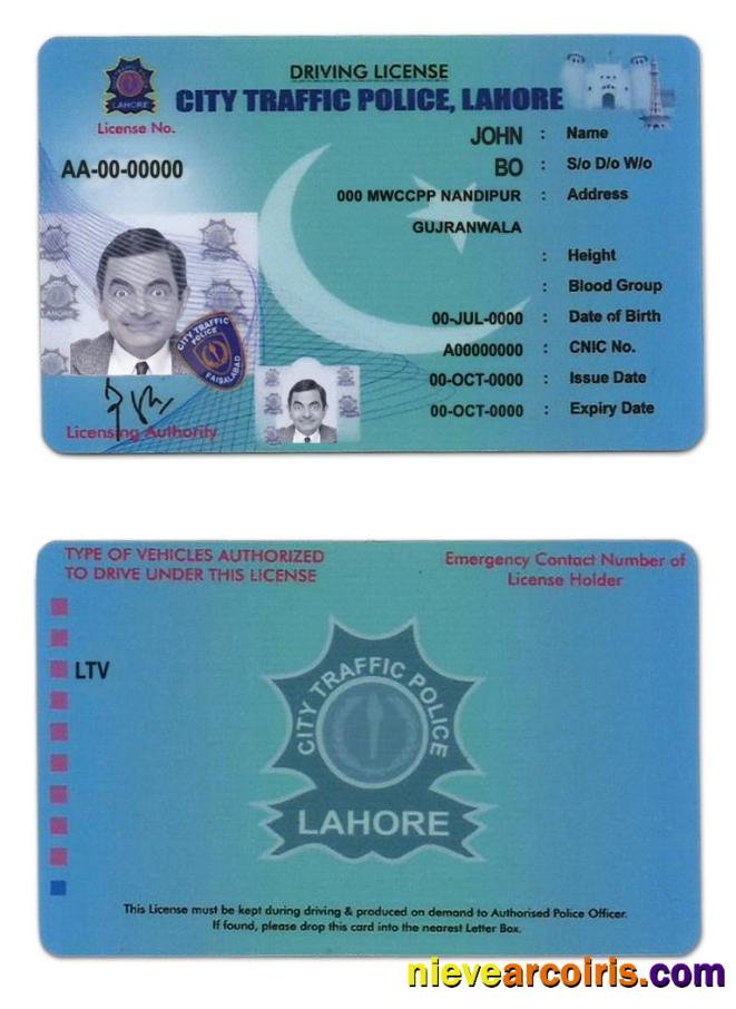 Pakistan City Traffic Police Lahore Driver License Photolook