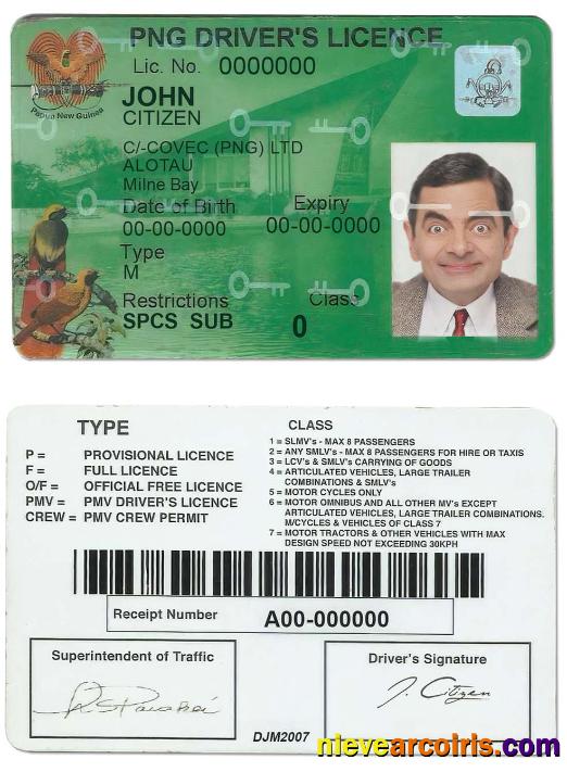 Premium Papua New Guinea Driving License Template In PSDformat,2020 Present