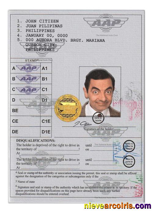 Philippines International Driving Permit(Vienna Convention Format) Template
