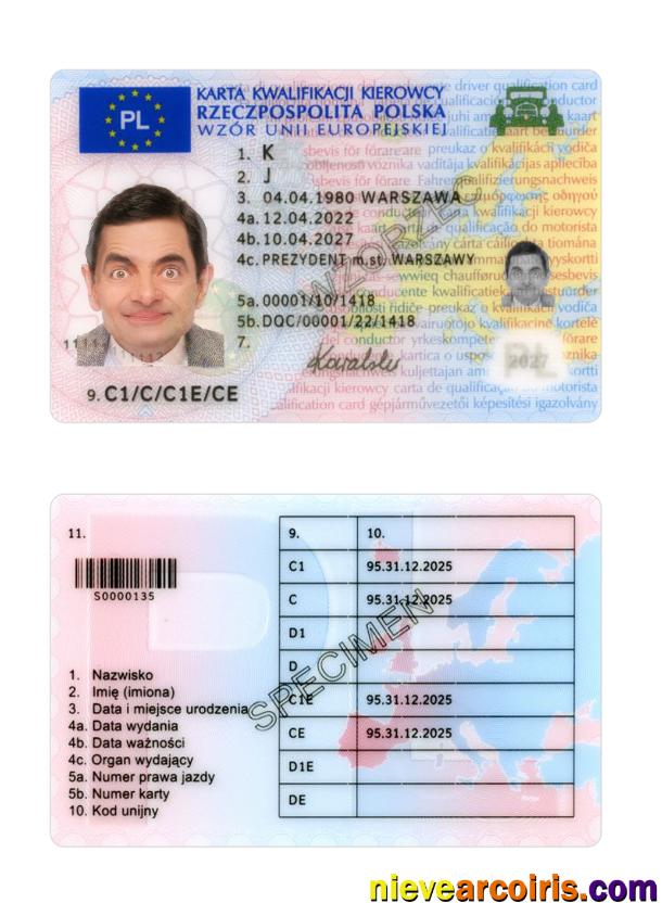 Poland Driving License 2022 Present Template