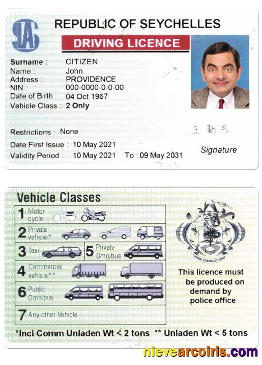SEYCHELLES Driving License Photolook
